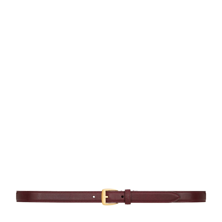 Saint Laurent Burgundy Leather Trapezoid Buckle Belt