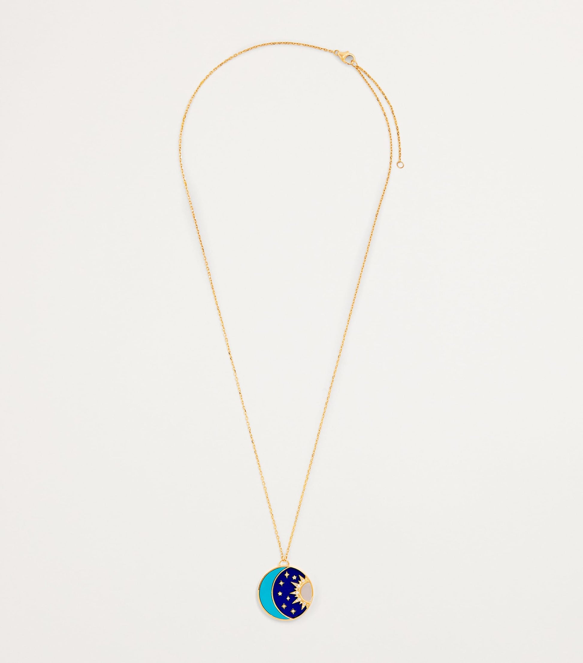 Yellow Gold, Diamond, Lapis and Turquoise Cosmic Love Necklace