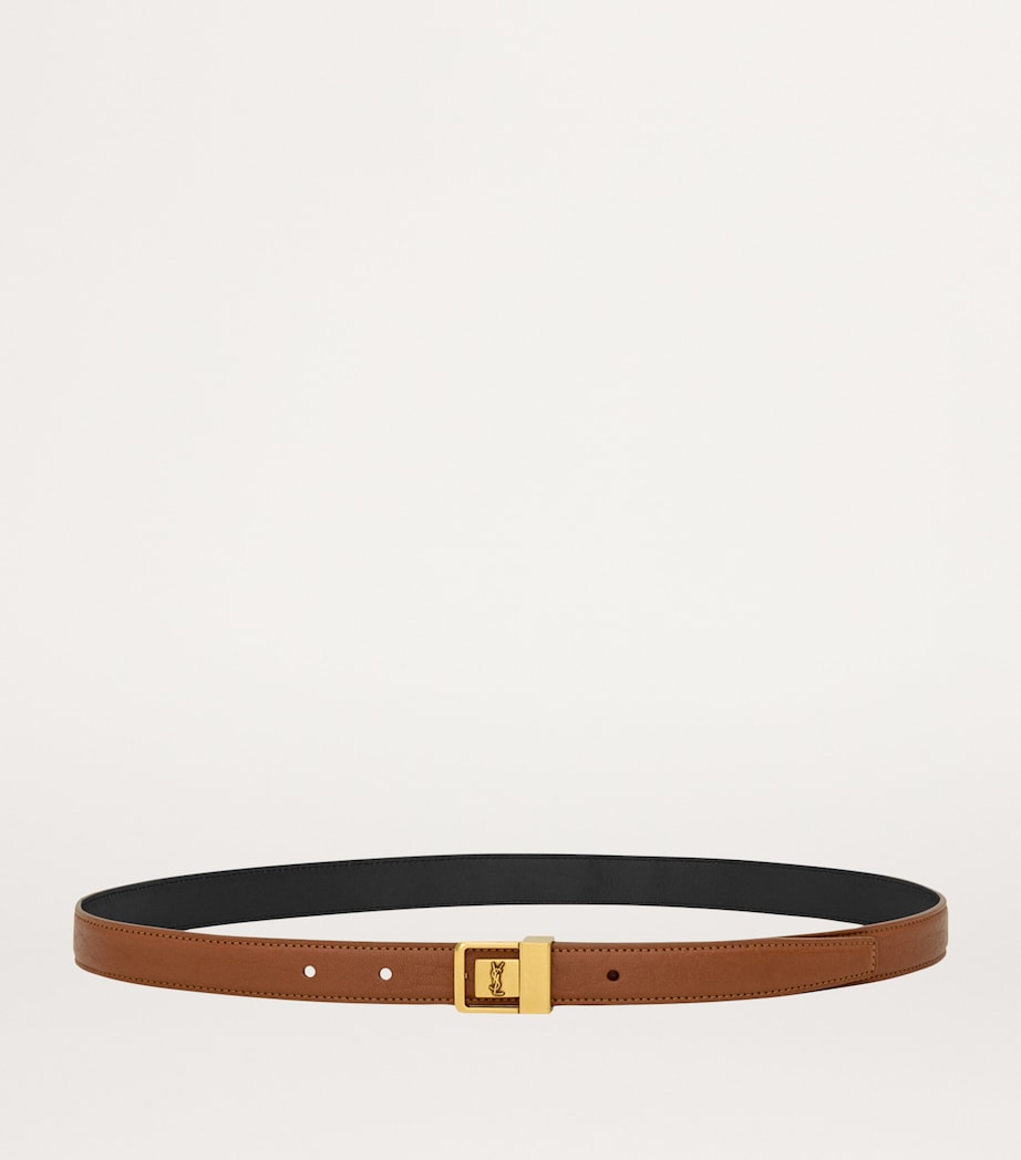 Beige Leather Fine Ceinture Boucle Belt