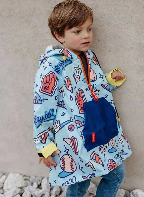 Hello Hossy - Baseball Game rain poncho | Blue