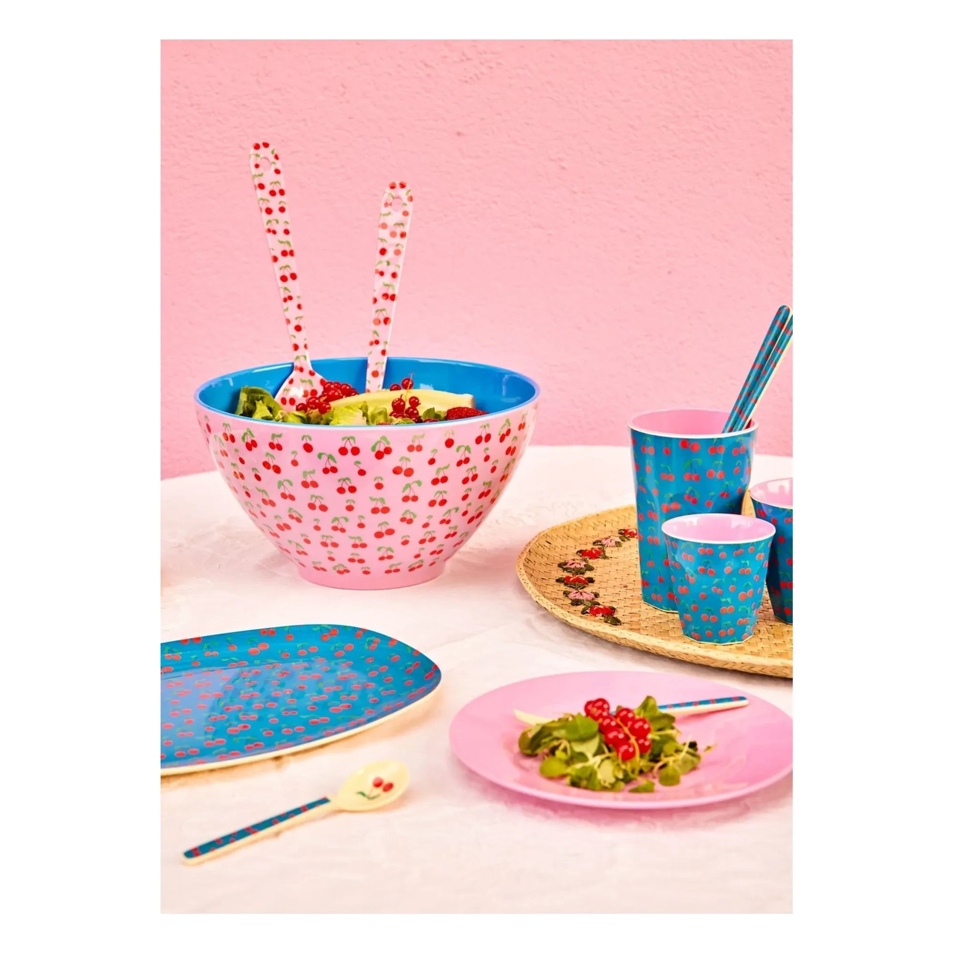 Rice - Cherry melamine salad servers | Pink