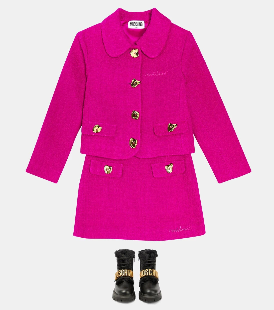 Moschino Kids - جزمة جلدية بشعار العلامة