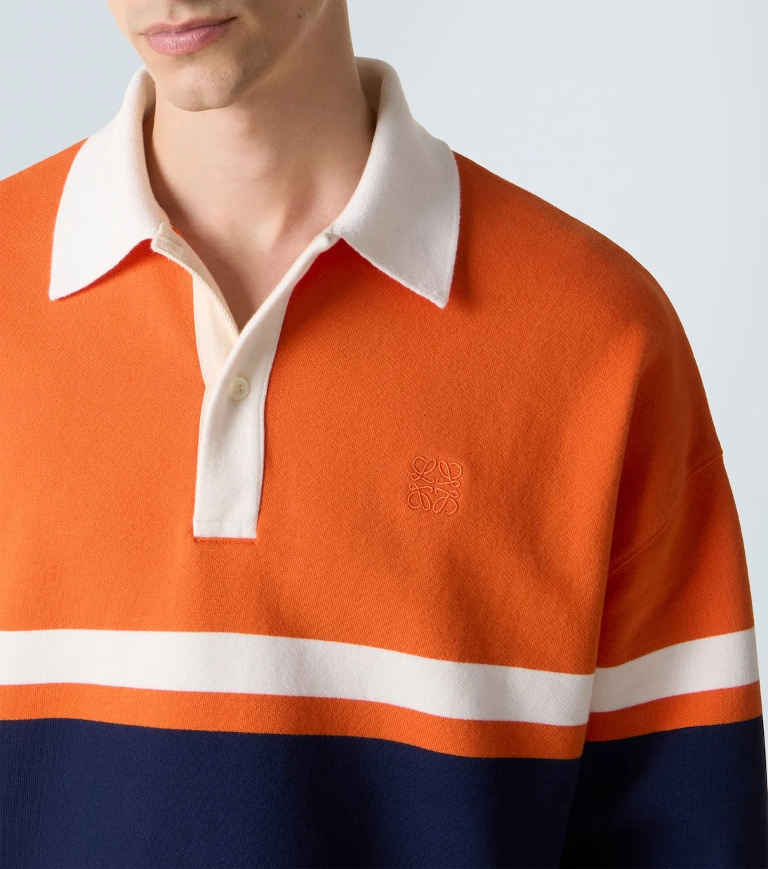 Loewe - Striped cotton fleece polo sweater