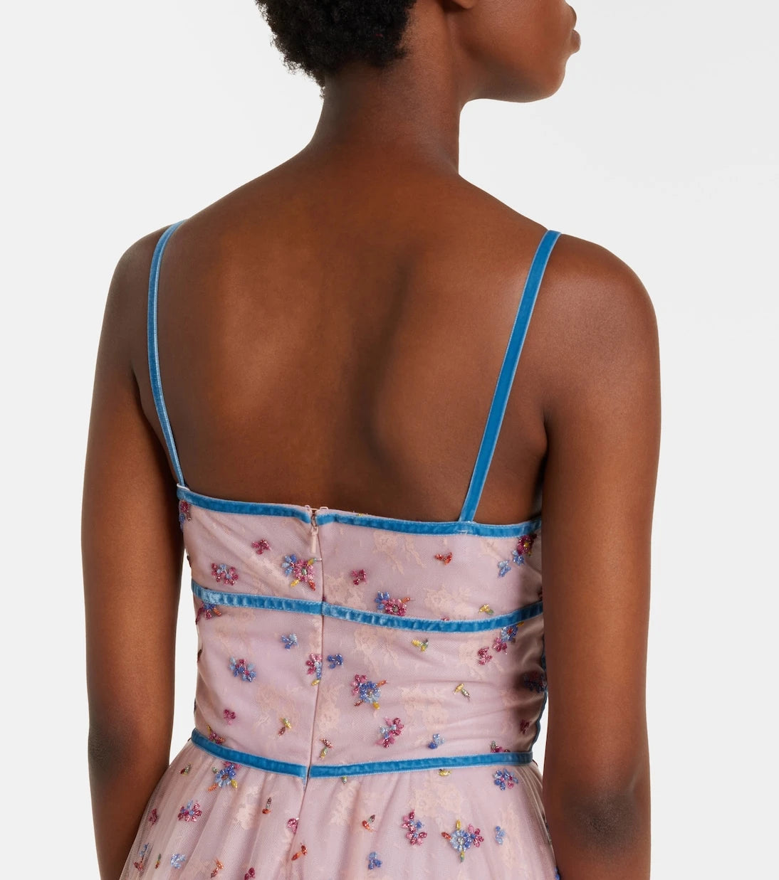 Costarellos - Floral lace-trimmed tulle gown