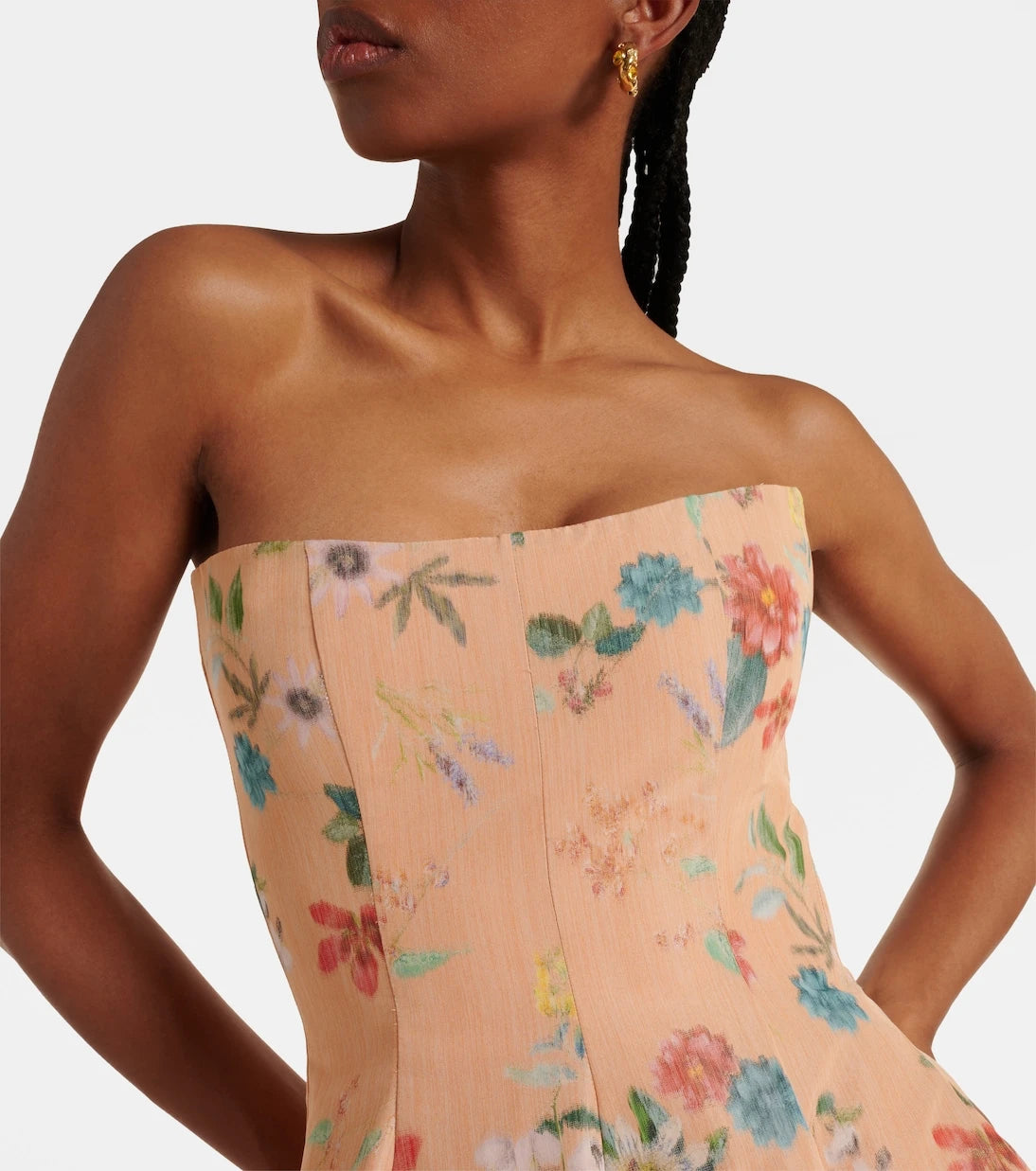Markarian - Rousseau floral strapless midi dress