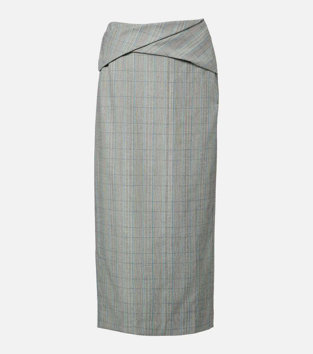 Victoria Beckham - Checked virgin wool midi skirt