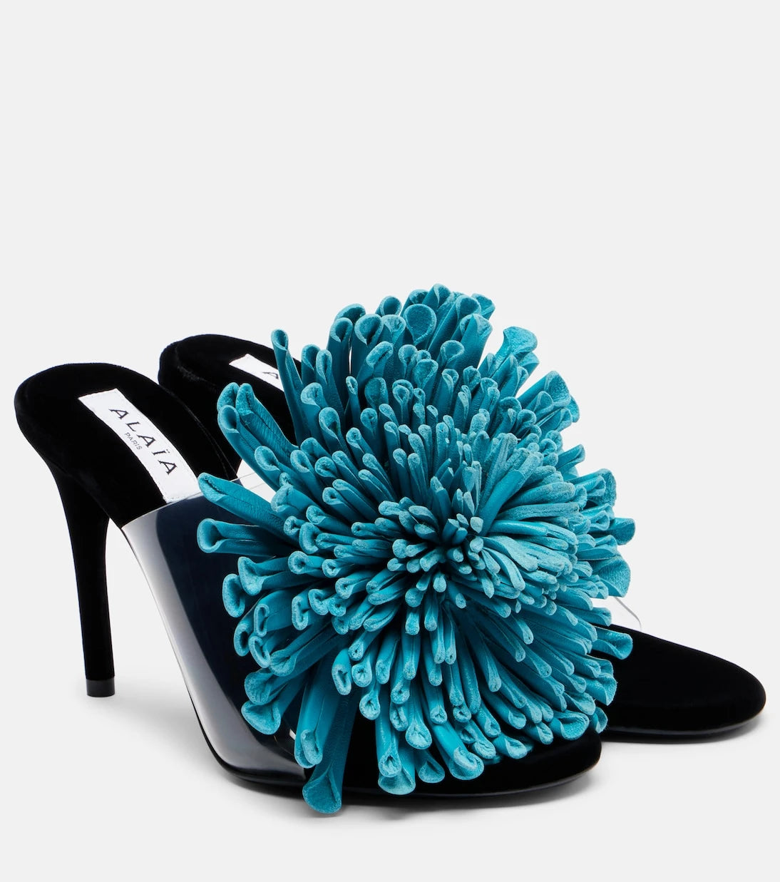 Alaïa - 90 floral-appliqué leather and PU mules