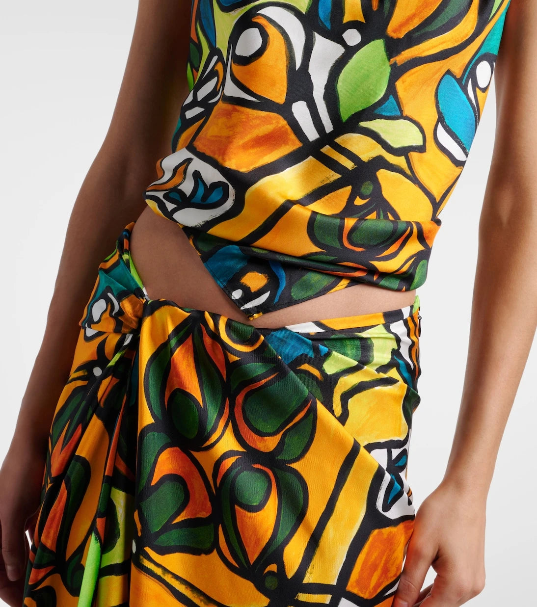 Christopher Esber - Printed draped silk top