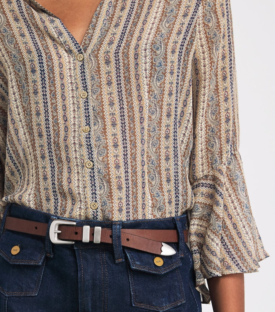 PAIGE Brown Silk Jasmeet Blouse