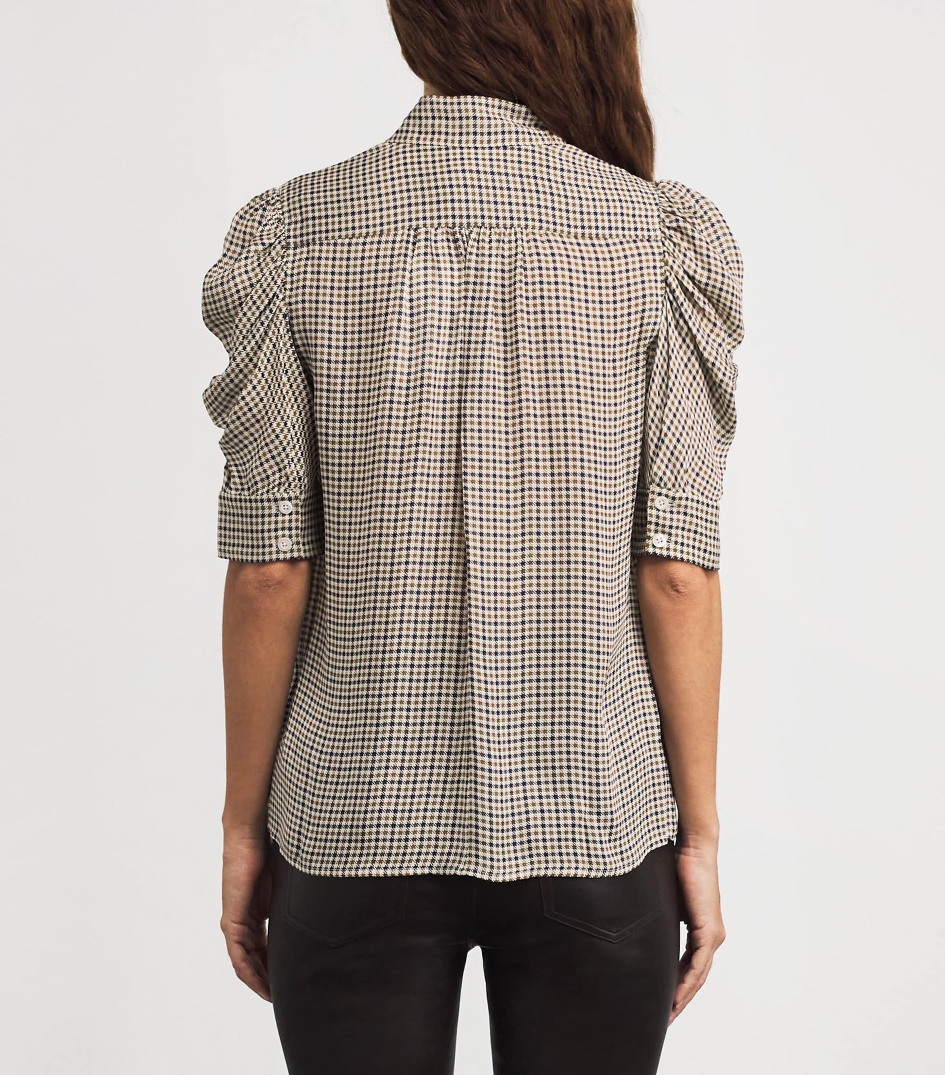 Silk Houndstooth Gillian Top