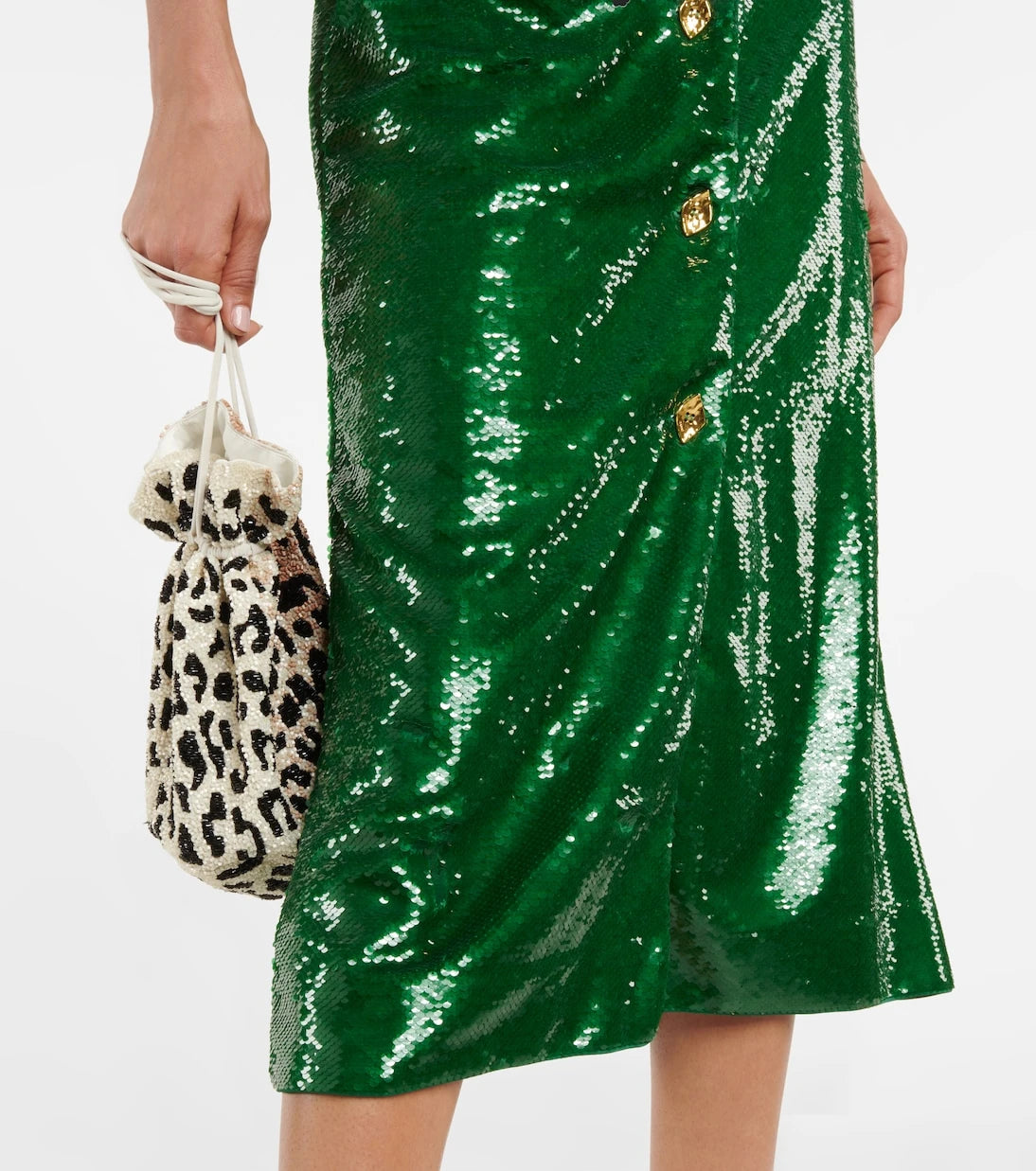 Ganni - Sequined ruched midi dress