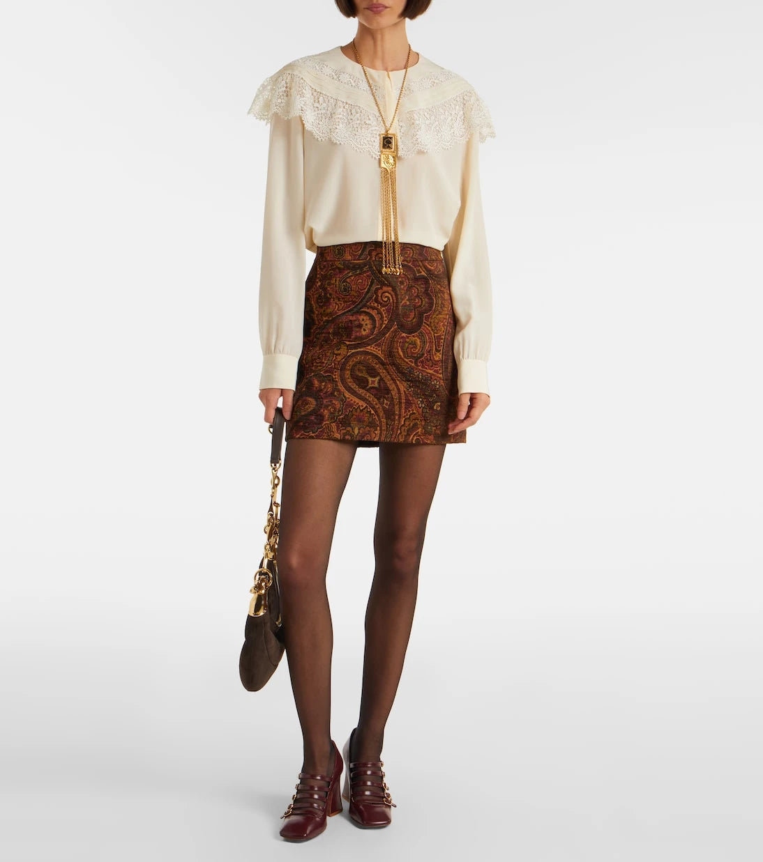 Chloé - Lace-trimmed silk crêpe de chine blouse
