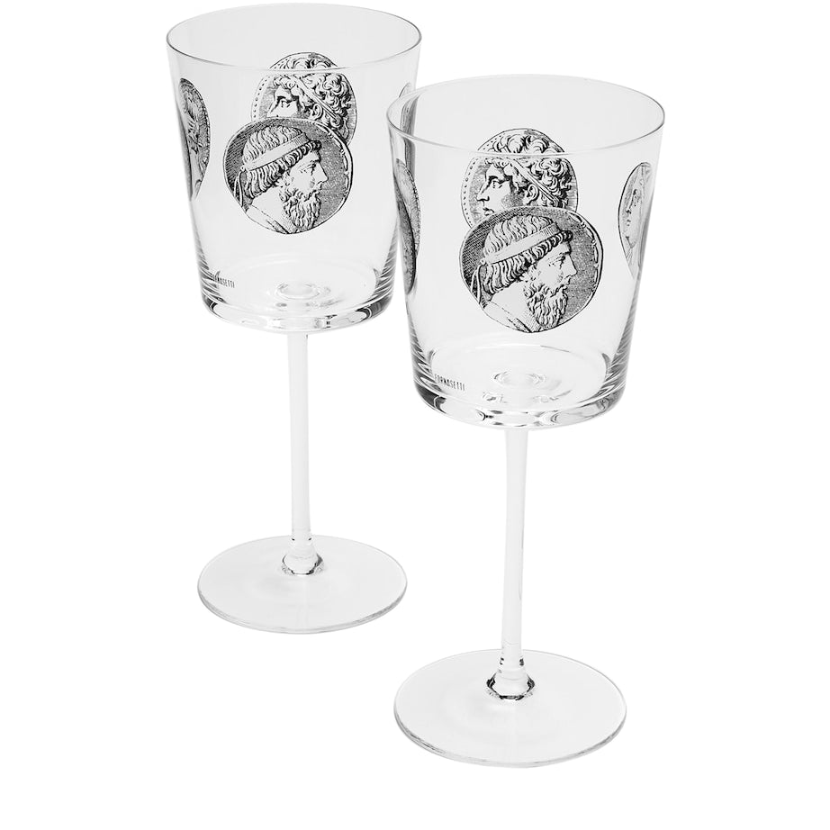 Fornasetti Set of 2 Cammei Wine Glasses
