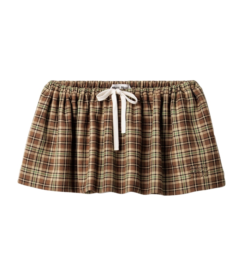 Brown Wool Plaid Mini Skirt