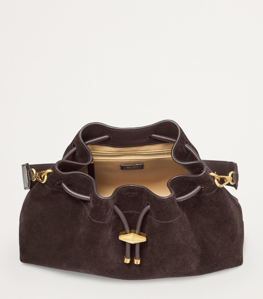 Jimmy Choo Brown Medium Cinch Suede Shoulder Bag