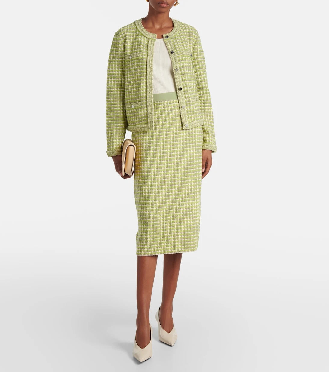 Tory Burch - Knitted checked pencil skirt