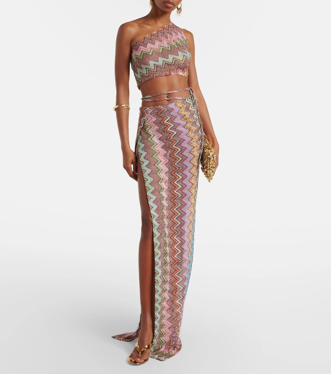 Missoni - Zigzag one-shoulder lamé top