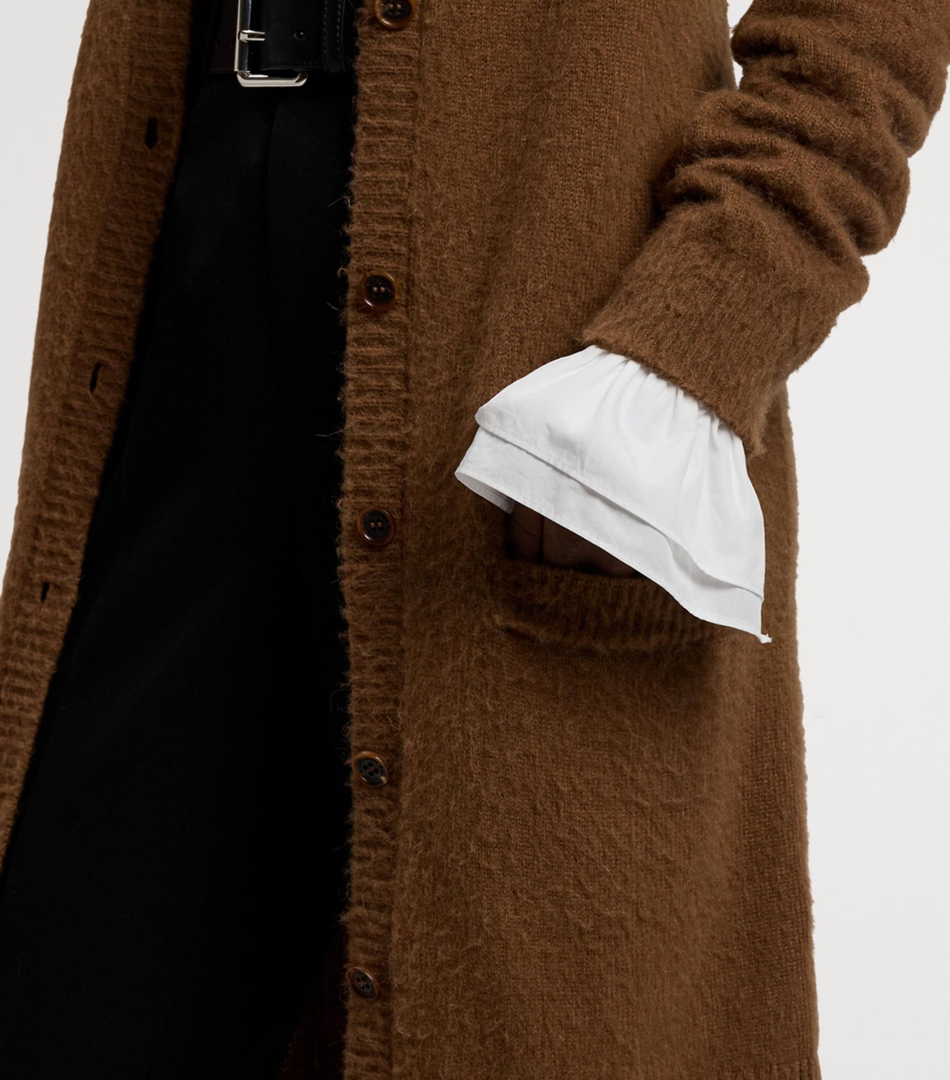 Brown Cashmere-Alpaca Long Cardigan