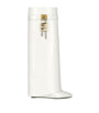 Givenchy White Leather Shark Lock Knee-High Boots 90