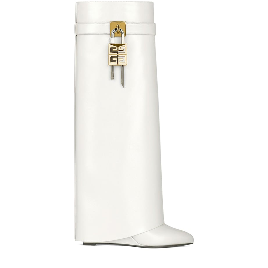 Givenchy White Leather Shark Lock Knee-High Boots 90