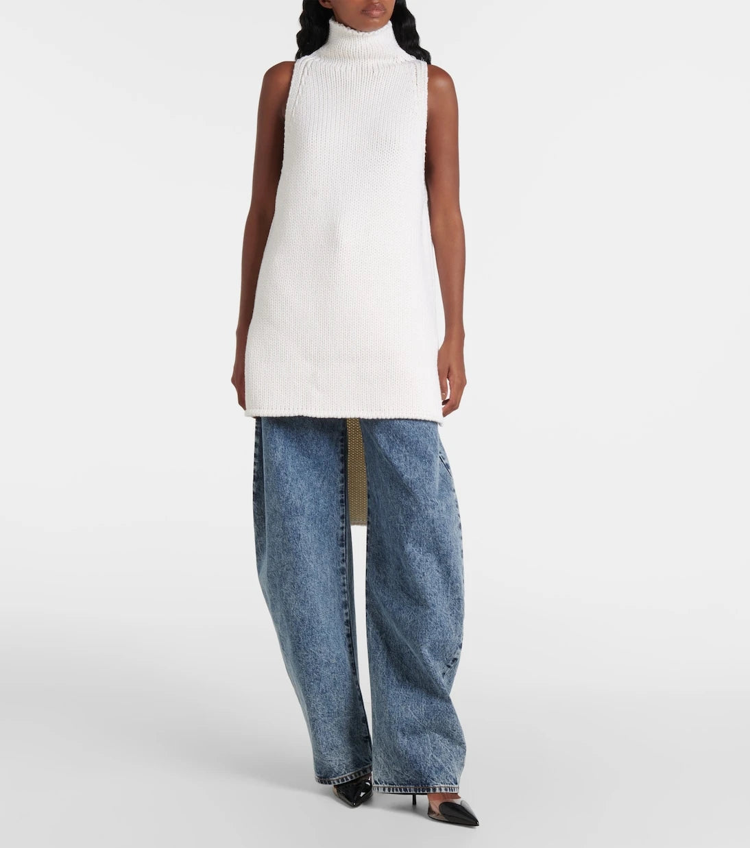 Alaïa - Caped wool turtleneck top