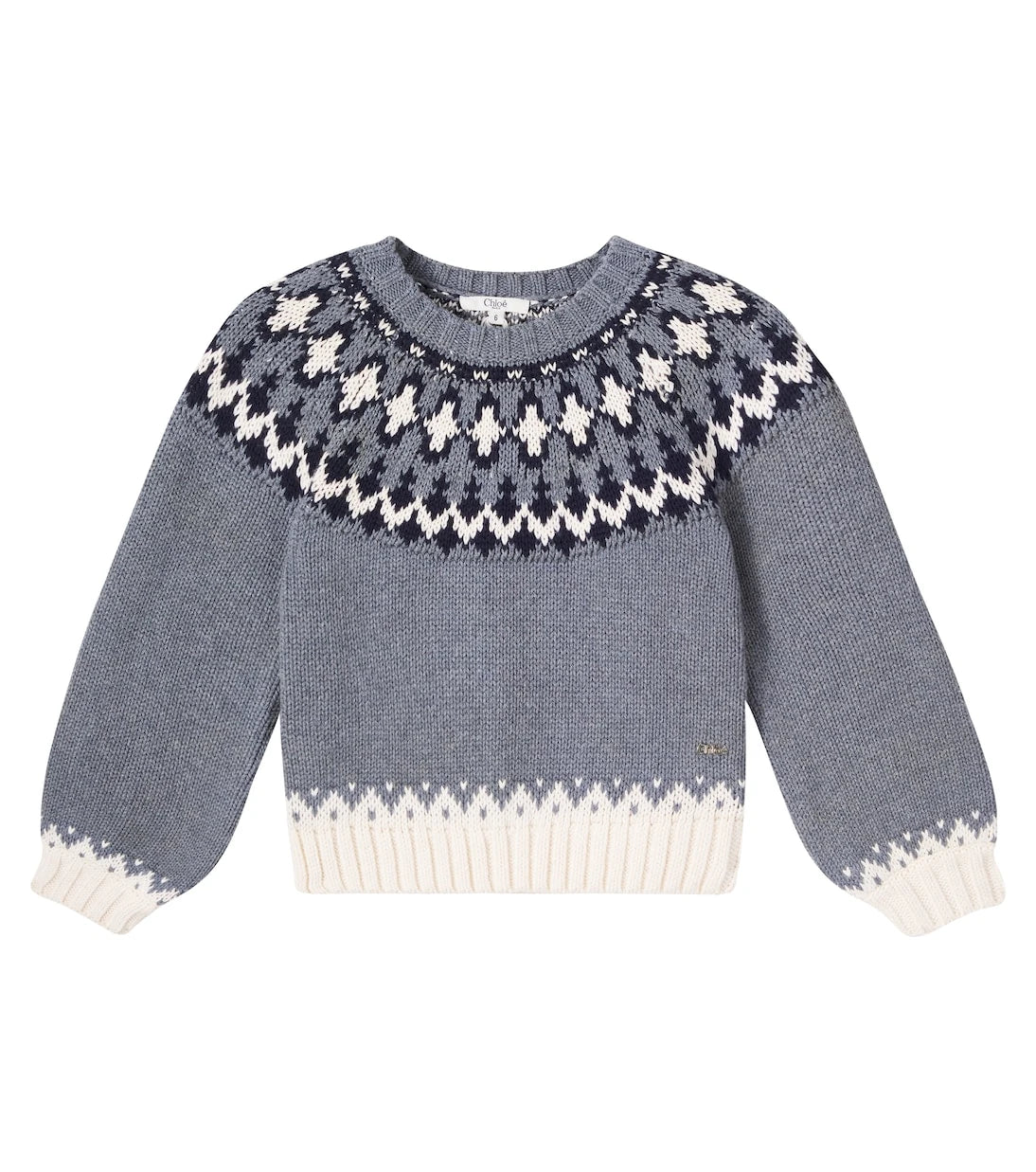 Chloé Kids - سترة قطنية وصوف محبوكة بطريقة الترصيع