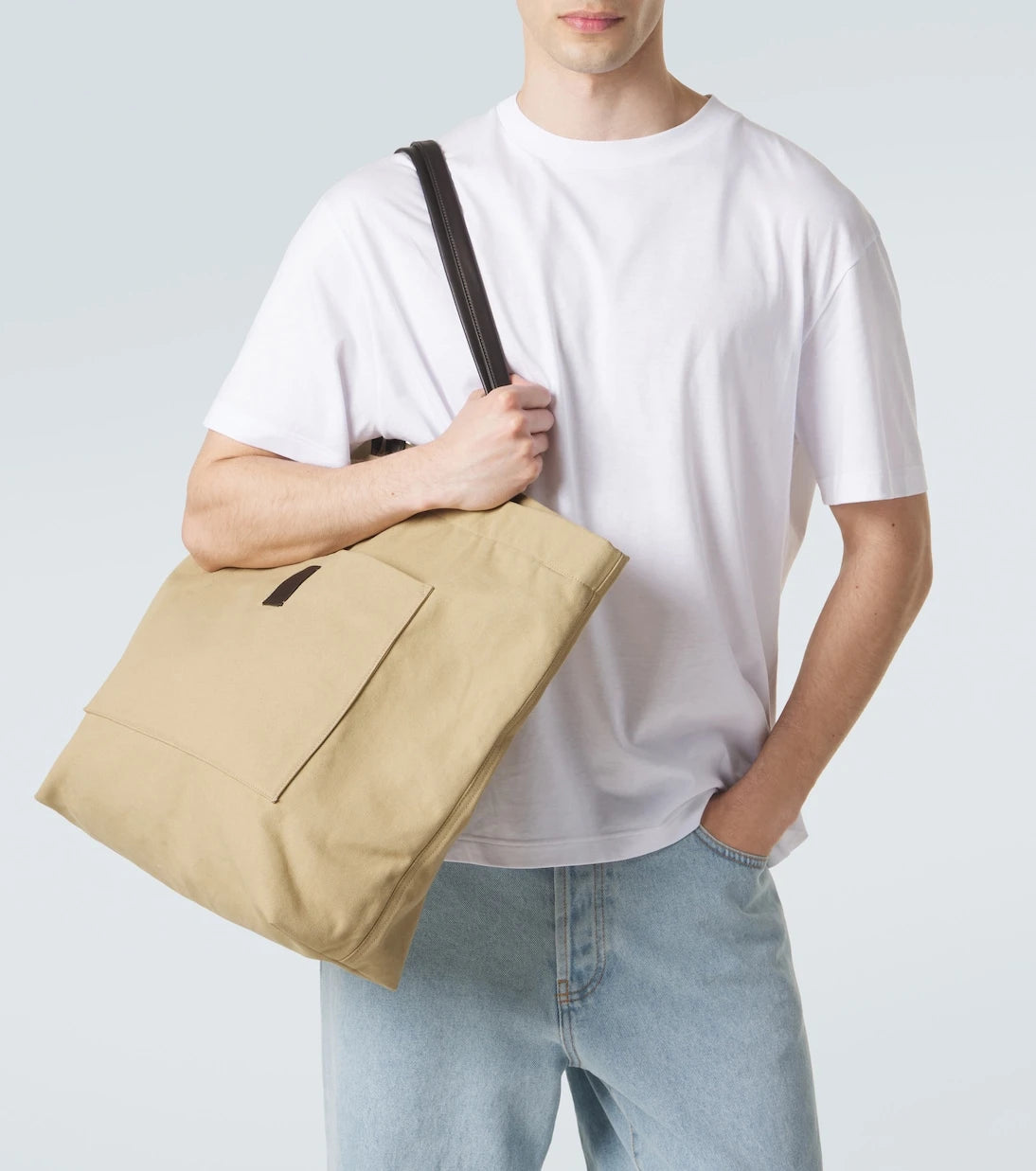 The Row - Tori leather-trimmed canvas tote bag