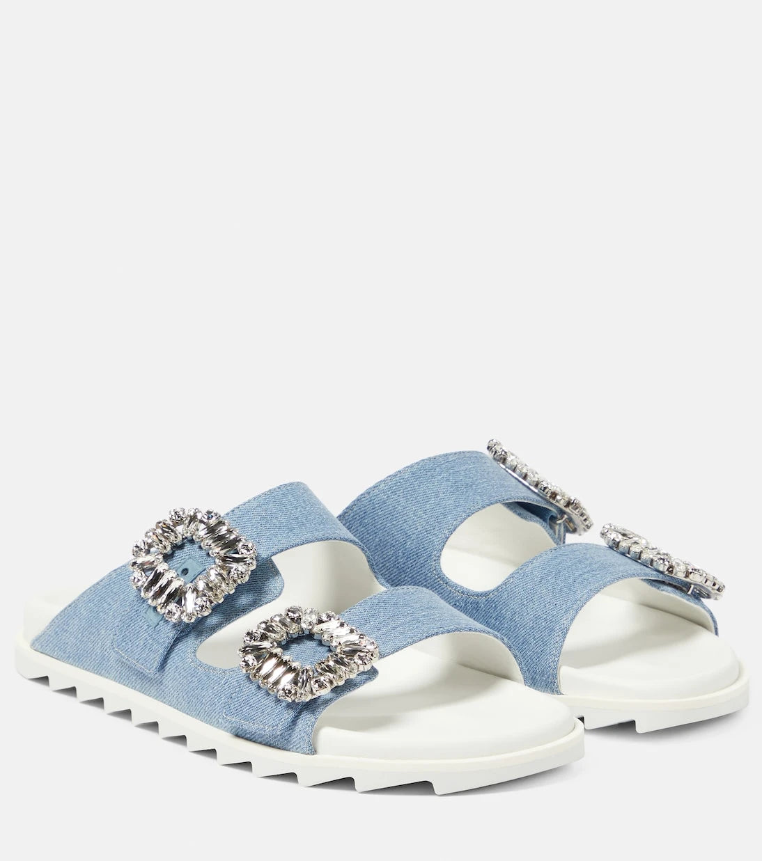 Roger Vivier - Slidy Viv' embellished denim sandals