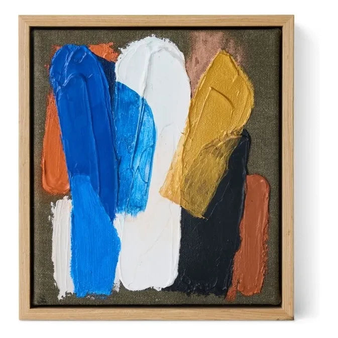 HKliving - Abstract framed painting Moonlight Strokes | Blue