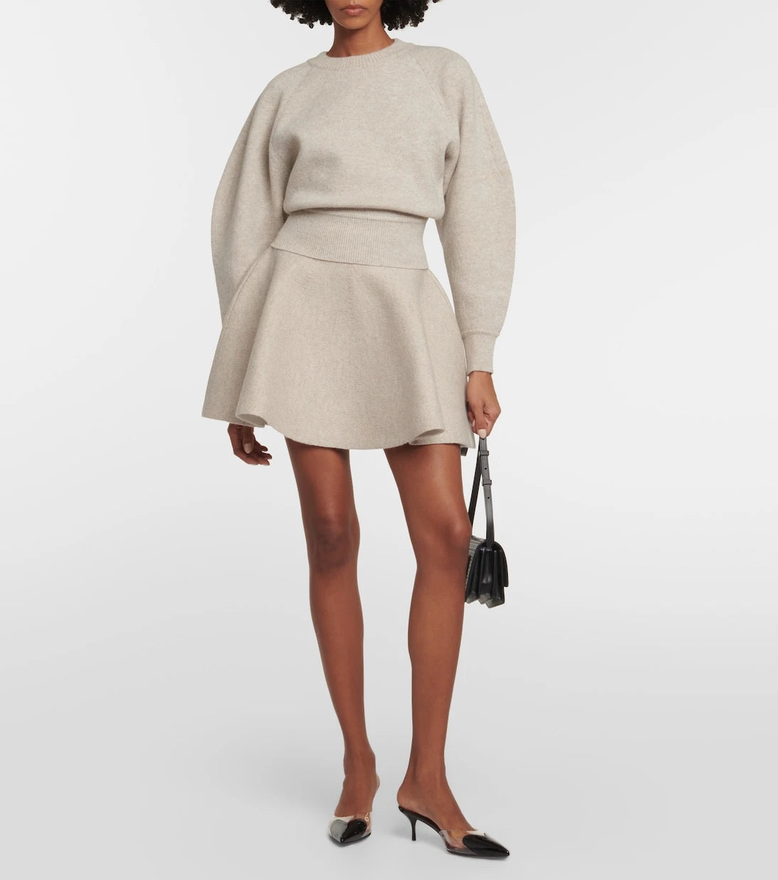 Alaïa - Flared wool-blend miniskirt