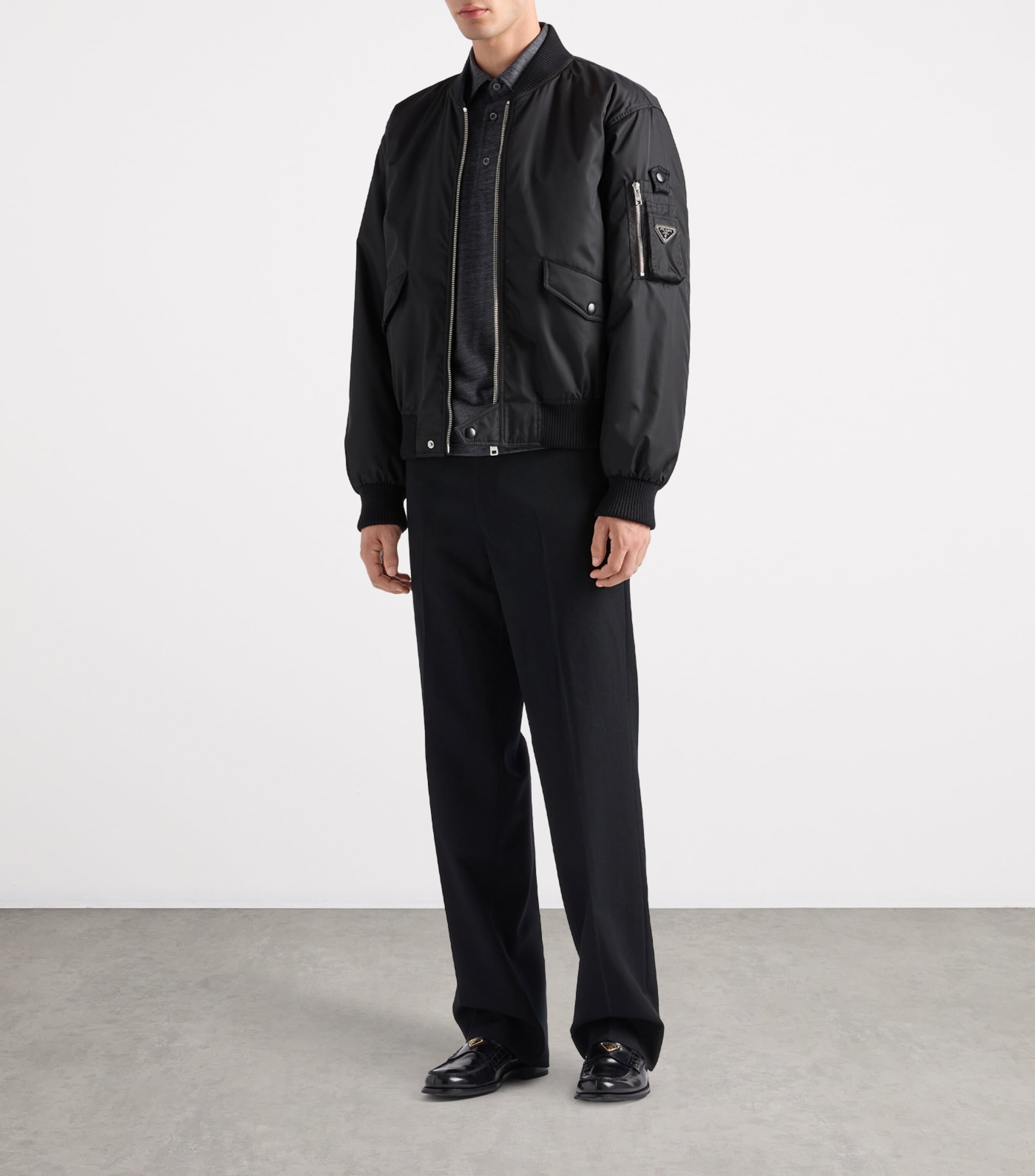 Prada Black Re-Nylon Bomber Jacket