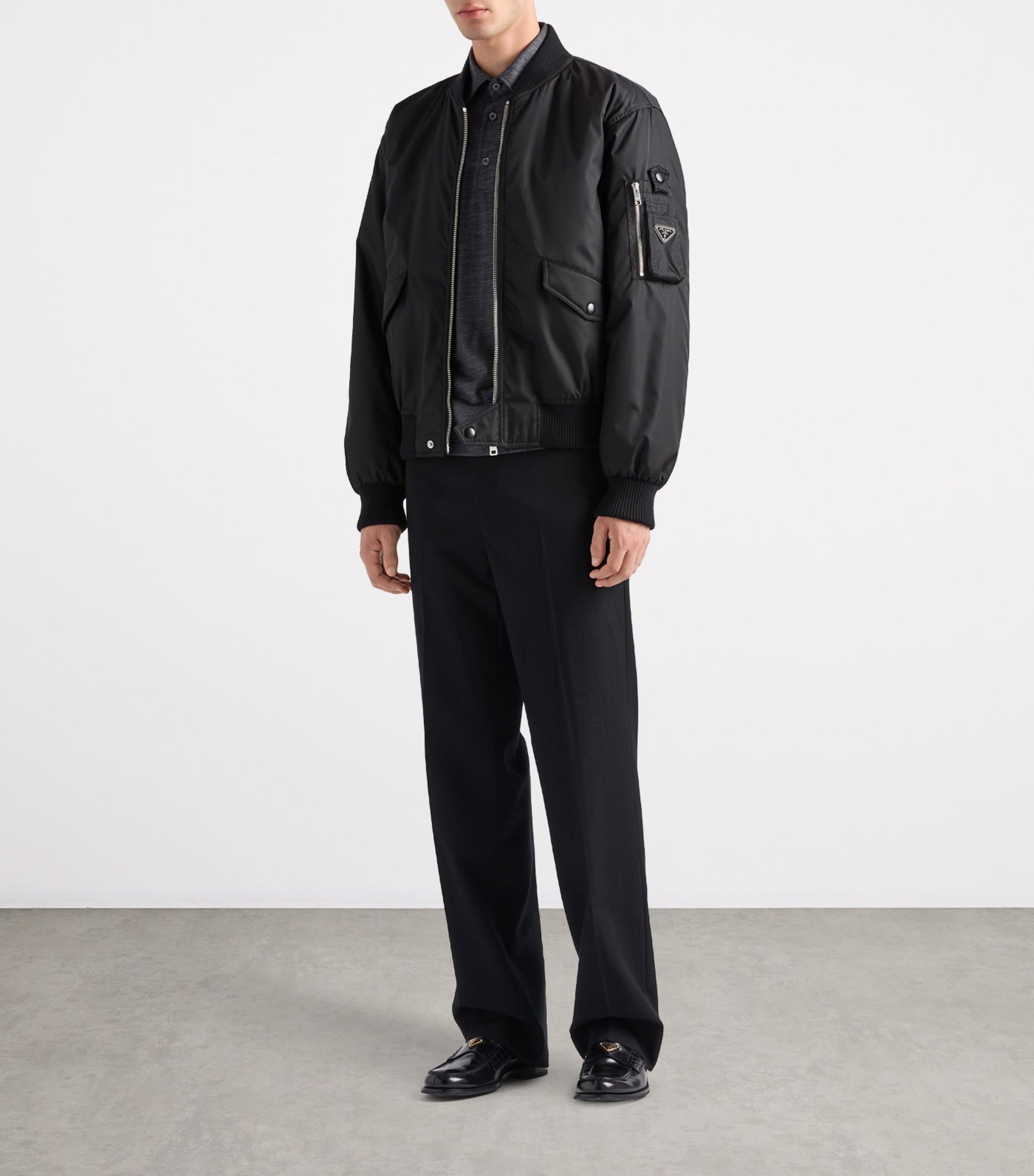 Prada Black Re-Nylon Bomber Jacket