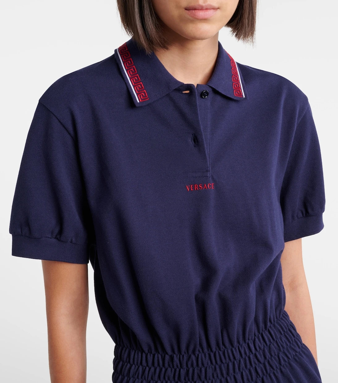Versace - Greca cotton piqué polo dress