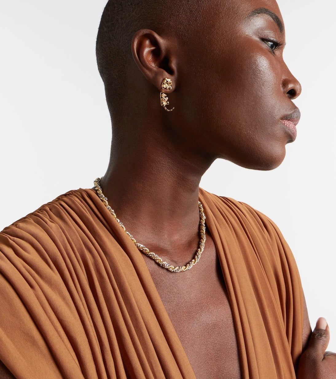 Yvonne Léon - Puce & Dessous Léopard 9kt gold single earring with gemstones