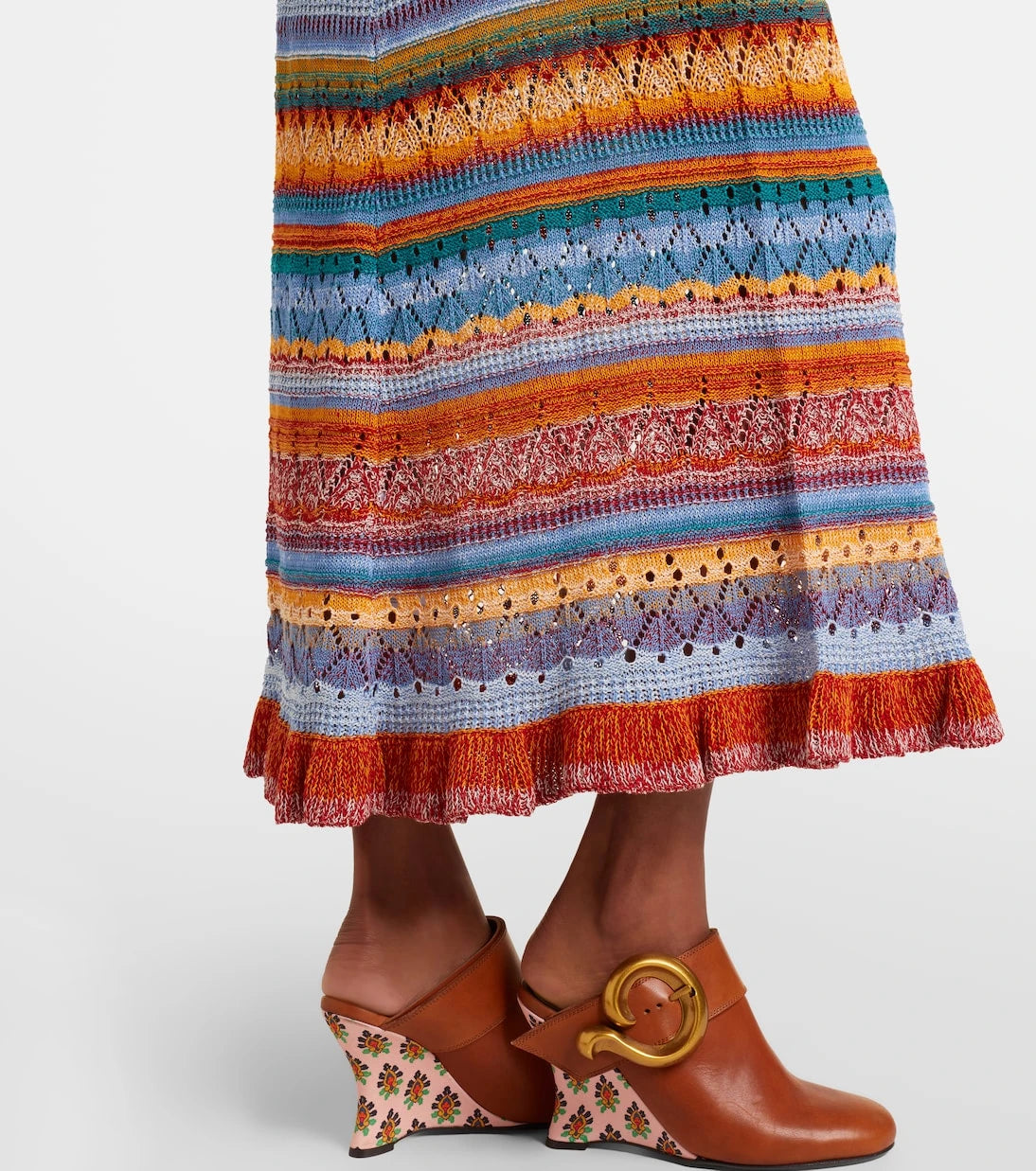 Etro - Striped crochet cotton maxi dress