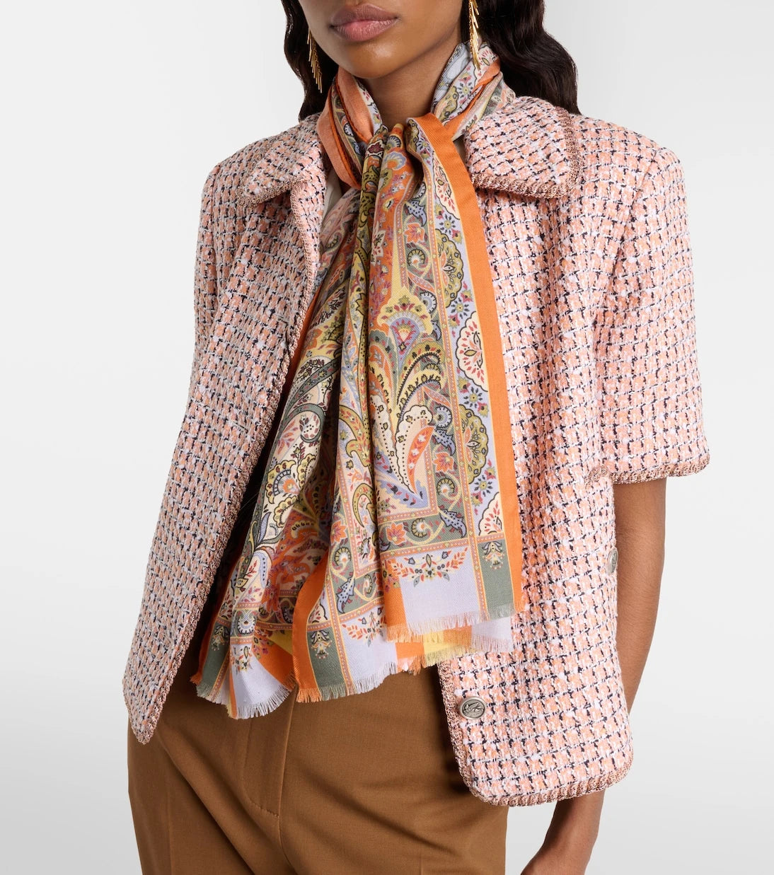 Etro - Çiçek desenli yün ve ipek eşarp