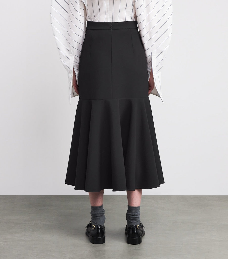 Sandro Paris Black Ruffle-Trim Maxi Skirt