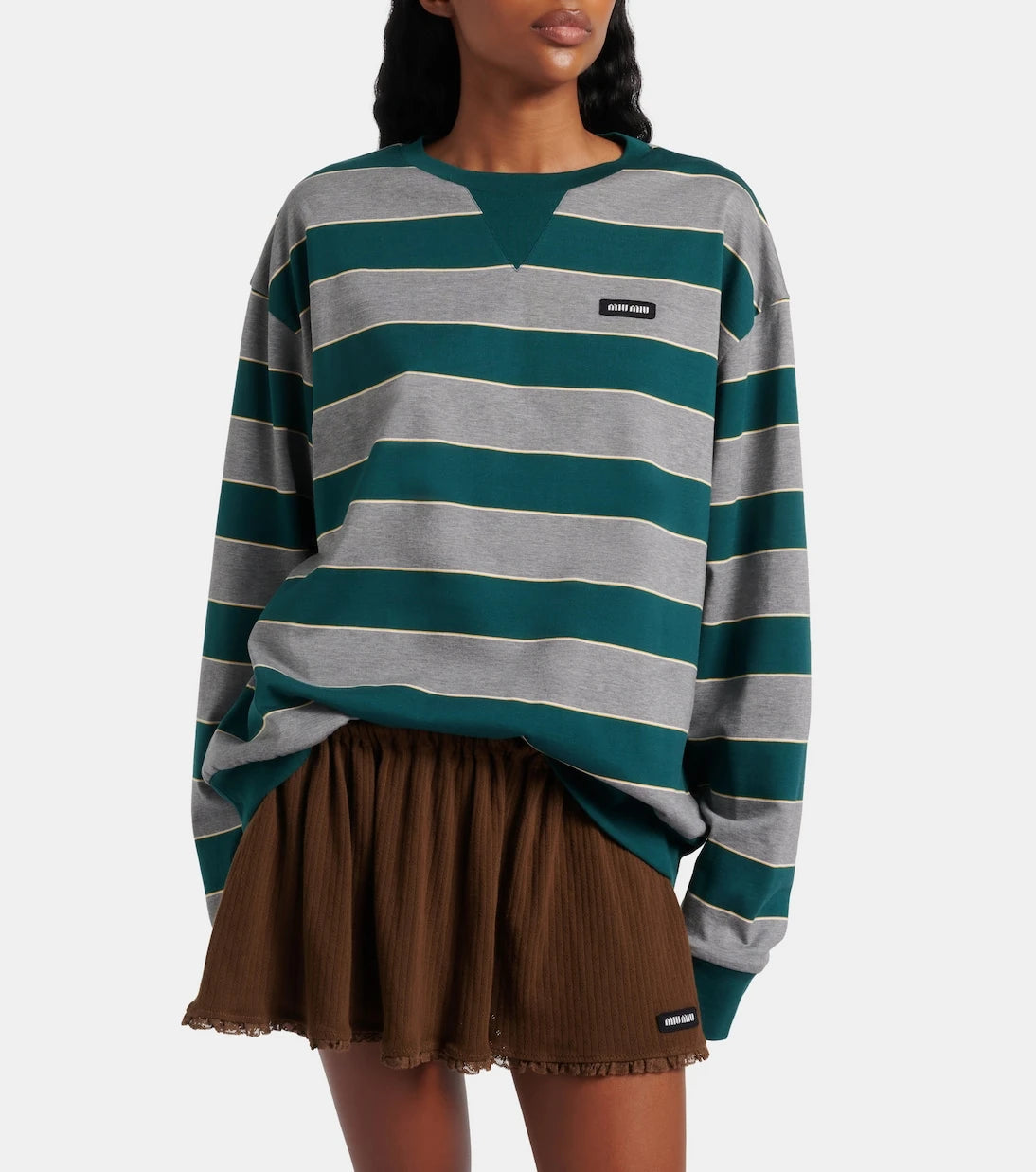 Miu Miu - Oversized striped cotton jersey sweatshirt