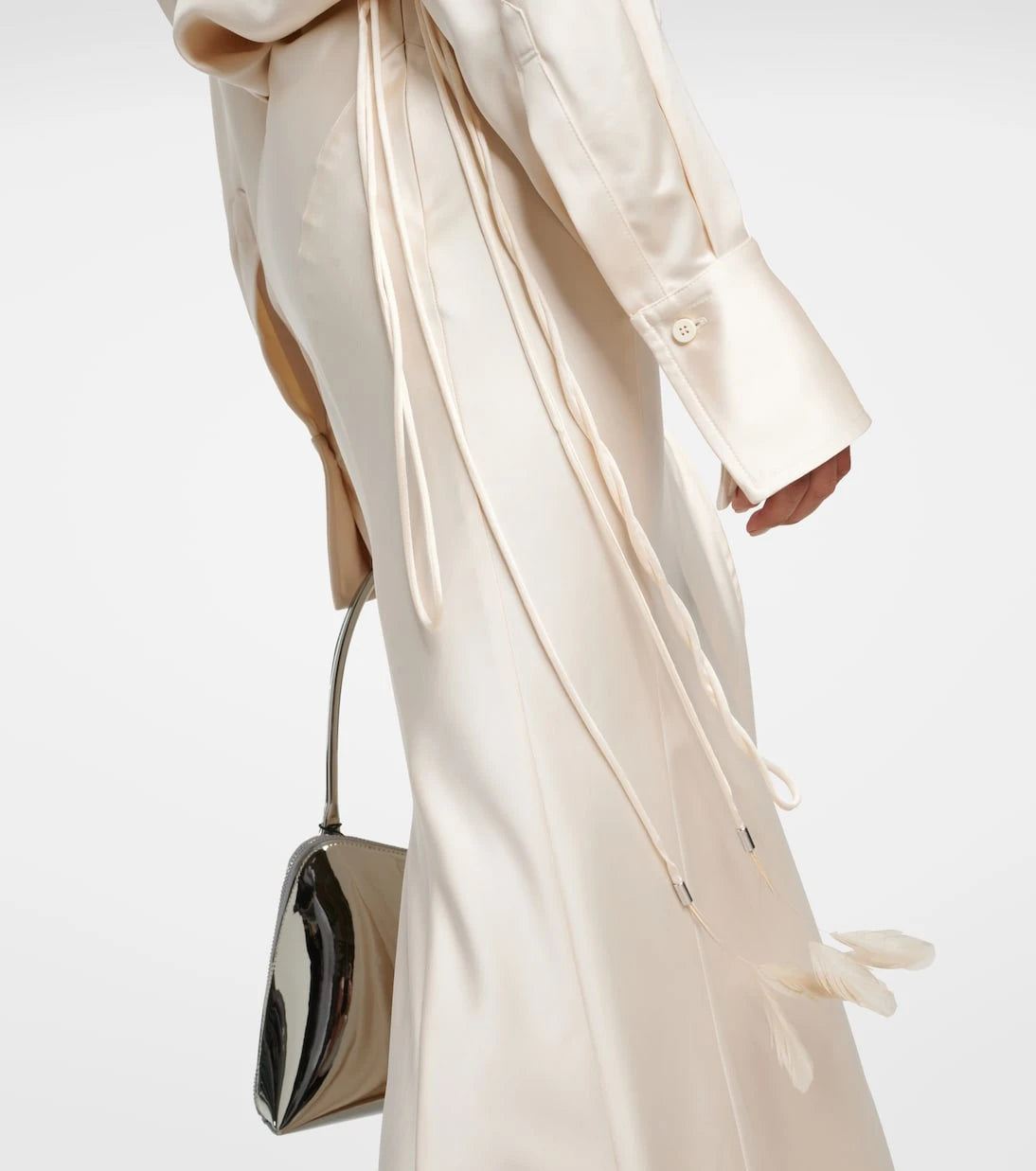 The Attico - Feather-trimmed satin gown