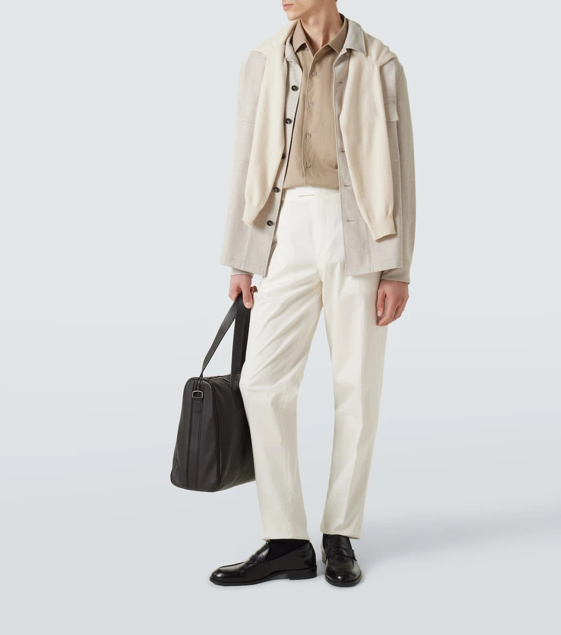 Zegna - قميص علوي من مزيج الكتان والصوف والحرير
