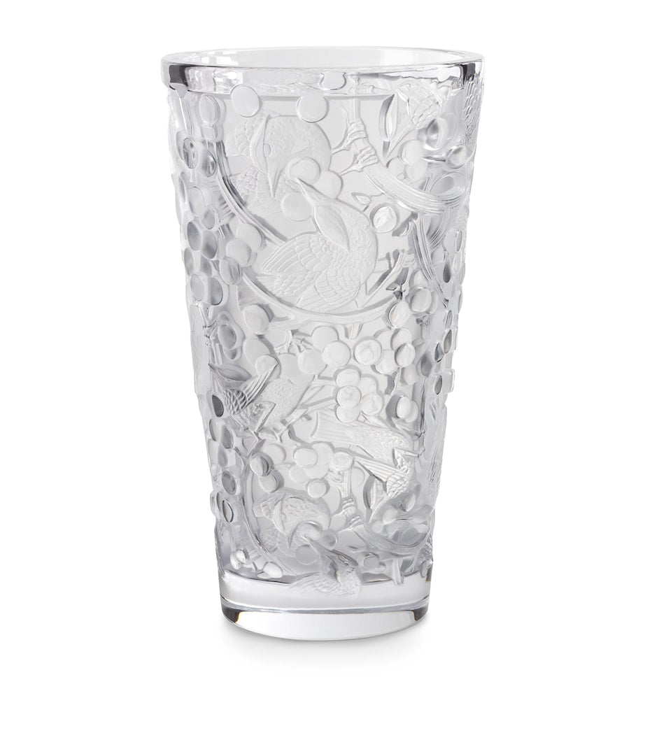 Crystal Large Merles et Raisins Vase (38cm)