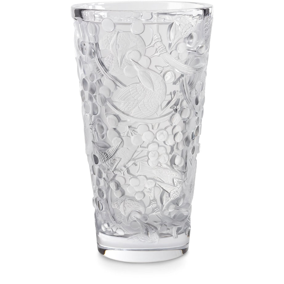 Crystal Large Merles et Raisins Vase (38cm)