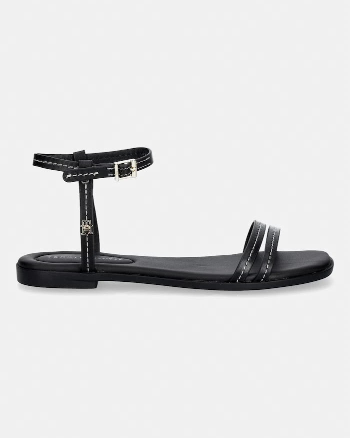 Tommy Hilfiger Kadın Deri Sandalet FLAT SANDAL STITCHING
