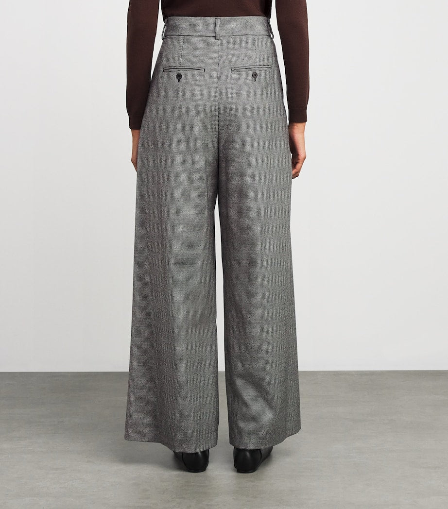 Virgin Wool Houndstooth Tailored Trousers BLACK