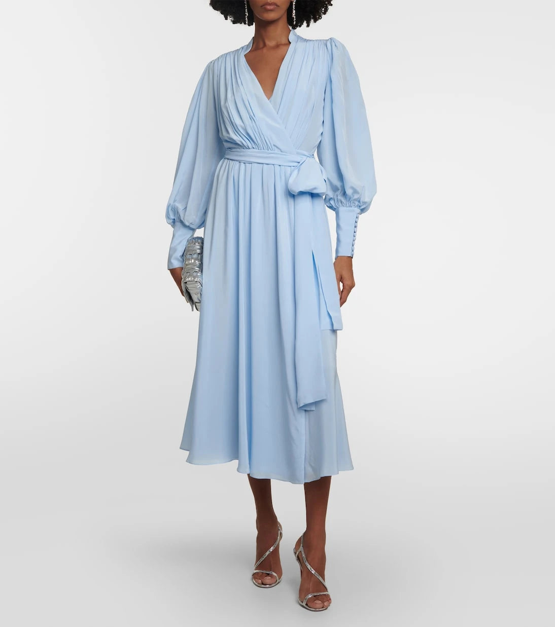 Costarellos - Draped silk midi dress