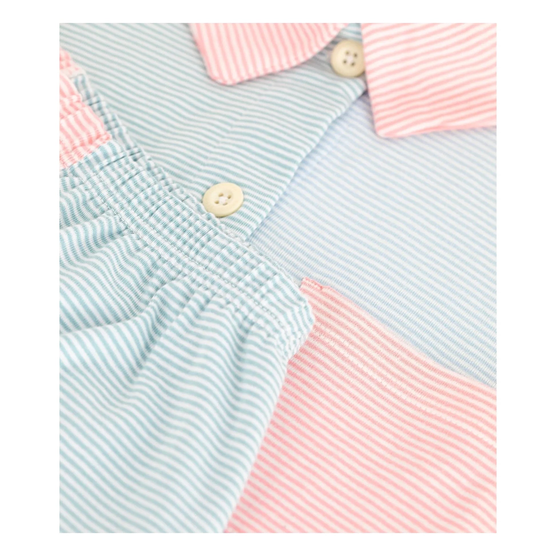 Petit Bateau - Colorblock Striped Short Pyjamas | Green