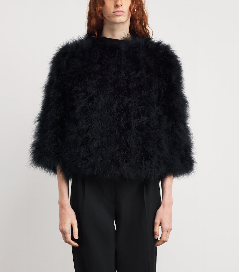 Yves Salomon Black Feather Jacket