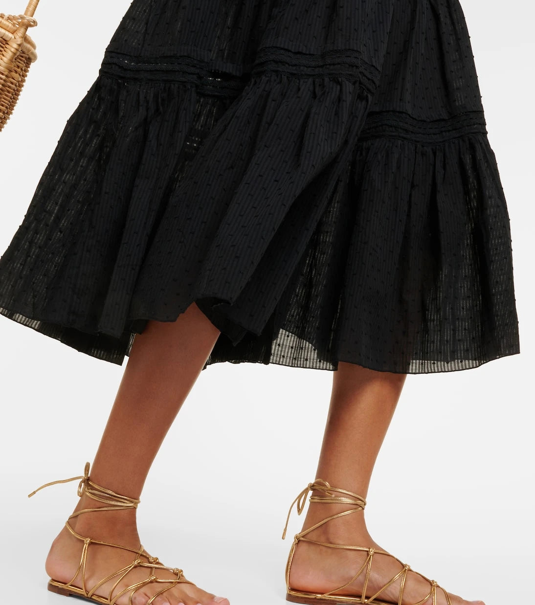 Poupette St Barth - Brie cotton-blend midi skirt