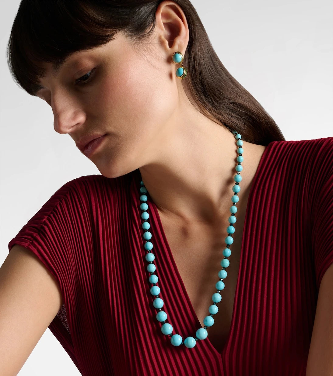 Ileana Makri - Beaded necklace with turquoise and diamonds