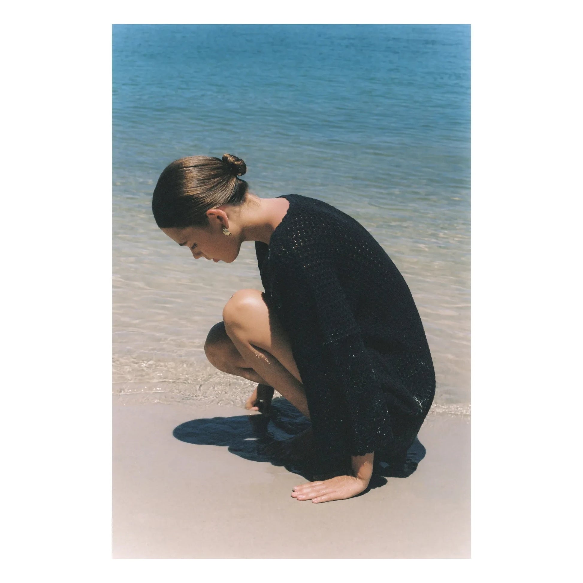 Peony - Pointelle organic cotton dress | Black
